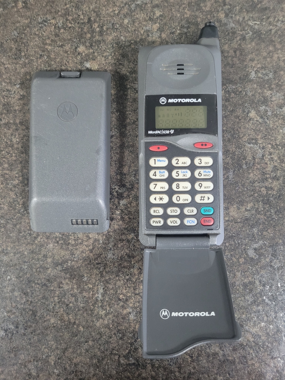 Motorola Gray Flip Cell Phone with Battery - Motorola MicroTAC 650